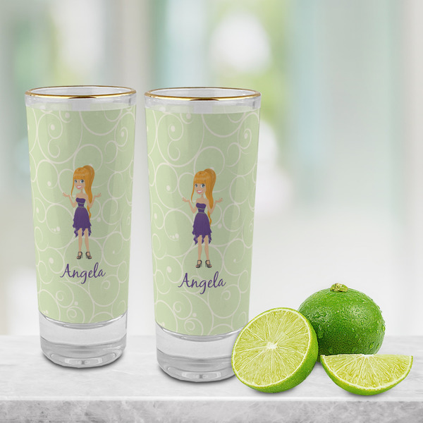Custom Character (Woman) Glass Shot Glass - 2 oz - LIFESTYLE