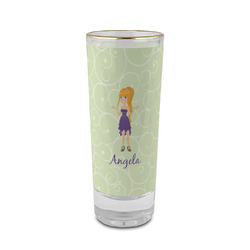 Custom Character (Woman) 2 oz Shot Glass - Glass with Gold Rim (Personalized)