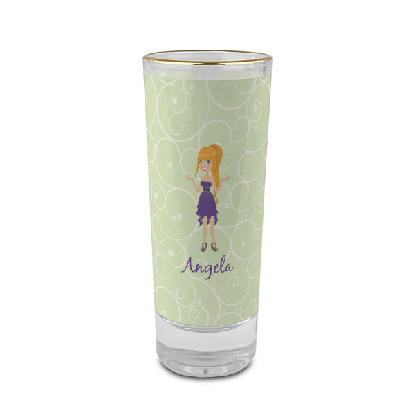 Custom Custom Character (Woman) 2 oz Shot Glass -  Glass with Gold Rim - Set of 4 (Personalized)
