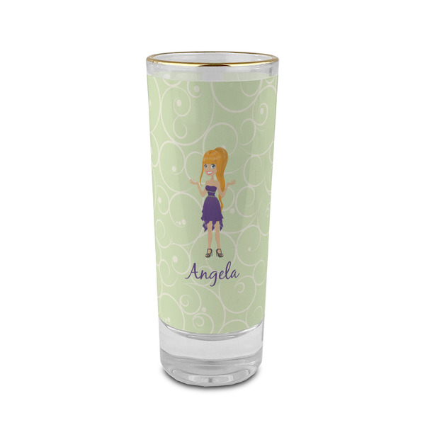Custom Custom Character (Woman) 2 oz Shot Glass - Glass with Gold Rim (Personalized)