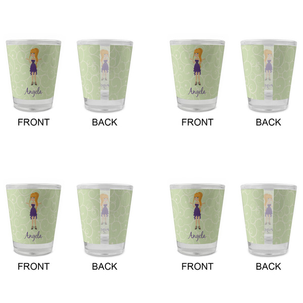 Custom Character (Woman) Glass Shot Glass - Standard - Set of 4 - APPROVAL