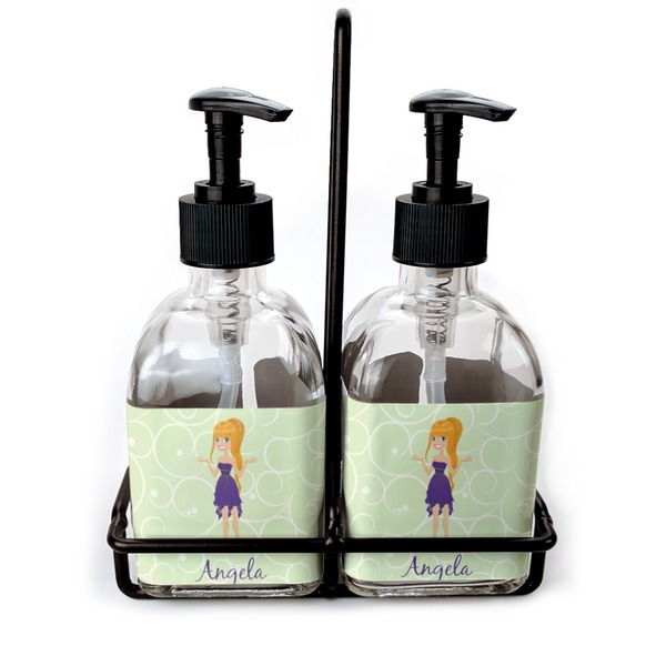 Custom Custom Character (Woman) Glass Soap & Lotion Bottle Set (Personalized)