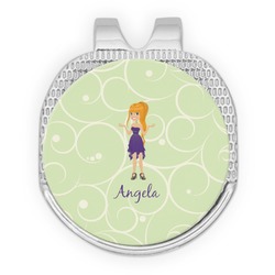 Custom Character (Woman) Golf Ball Marker - Hat Clip - Silver