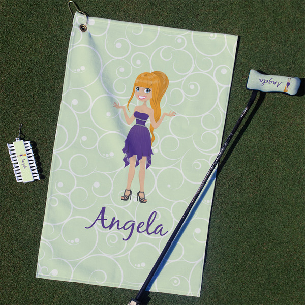 Custom Custom Character (Woman) Golf Towel Gift Set (Personalized)