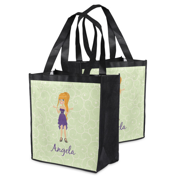 Custom Character (Woman) Grocery Bag - MAIN