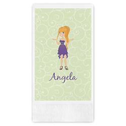 Custom Character (Woman) Guest Napkins - Full Color - Embossed Edge (Personalized)