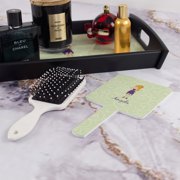 Custom Character (Woman) Hand Mirror - With Hair Brush