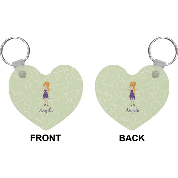 Custom Character (Woman) Heart Keychain (Front + Back)