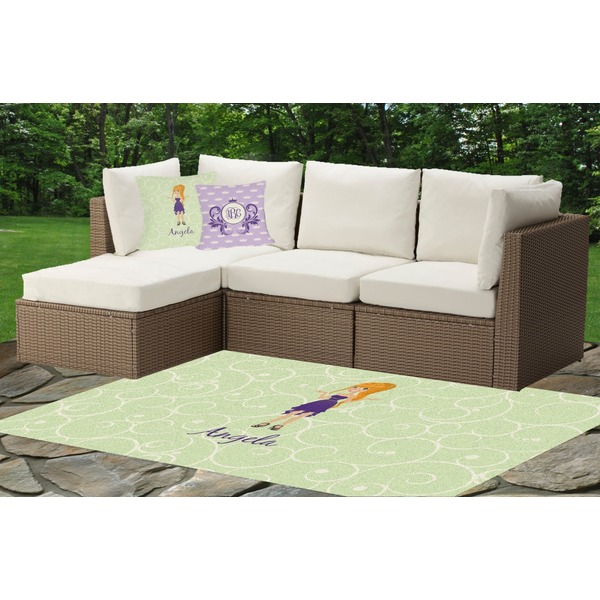 Custom Custom Character (Woman) Indoor / Outdoor Rug - Custom Size w/ Name or Text