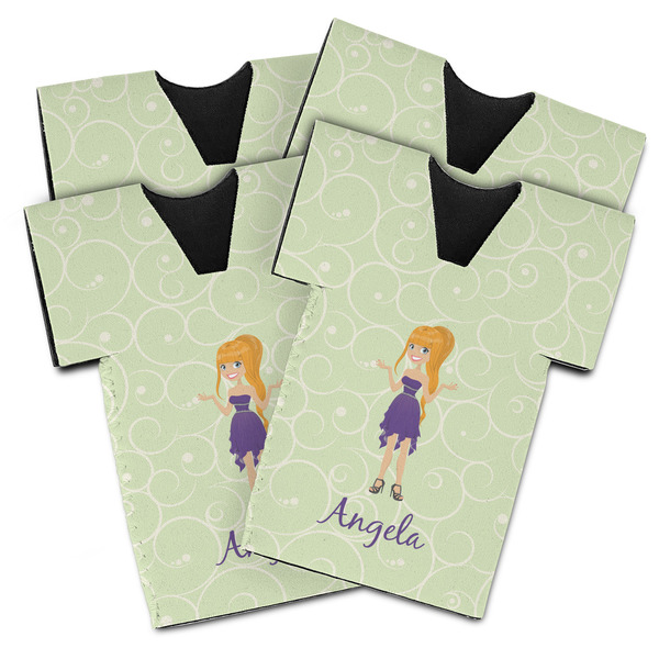 Custom Character (Woman) Jersey Bottle Cooler - Set of 4 - MAIN (flat)