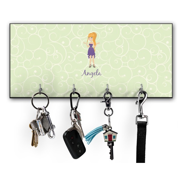 Custom Custom Character (Woman) Key Hanger w/ 4 Hooks w/ Graphics and Text