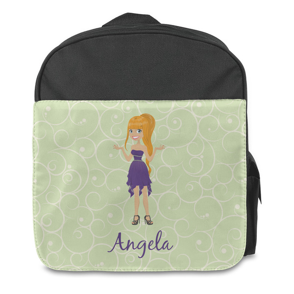 Custom Character (Woman) Kids Backpack - Front