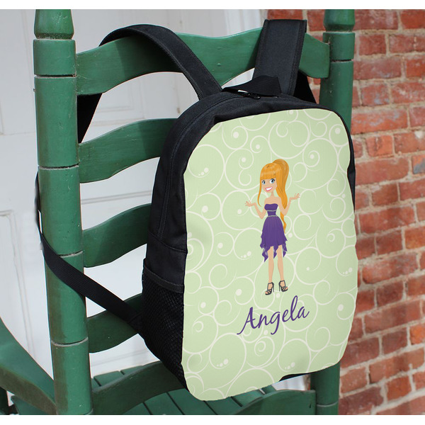 Custom Character (Woman) Kids Backpack - In Context