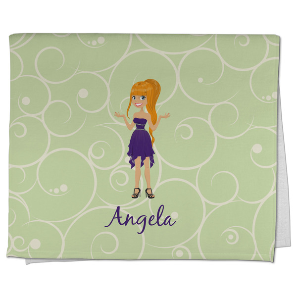 Custom Custom Character (Woman) Kitchen Towel - Poly Cotton w/ Name or Text