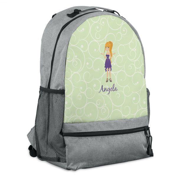 Custom Custom Character (Woman) Backpack - Grey (Personalized)