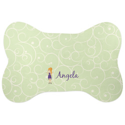 Custom Character (Woman) Bone Shaped Dog Food Mat (Large) (Personalized)