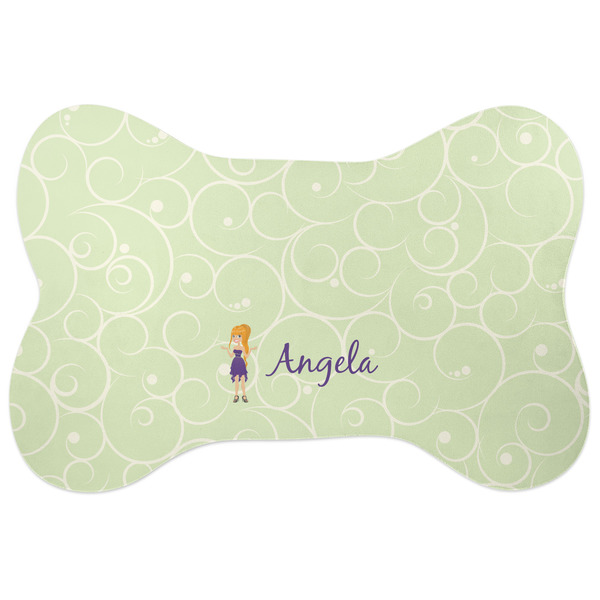 Custom Custom Character (Woman) Bone Shaped Dog Food Mat (Personalized)