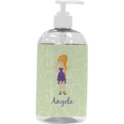 Custom Character (Woman) Plastic Soap / Lotion Dispenser (16 oz - Large - White) (Personalized)