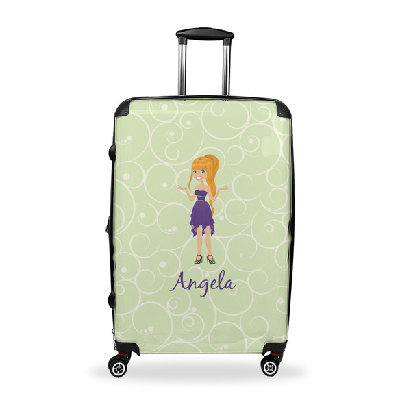 Custom Custom Character (Woman) Suitcase - 28" Large - Checked w/ Name or Text