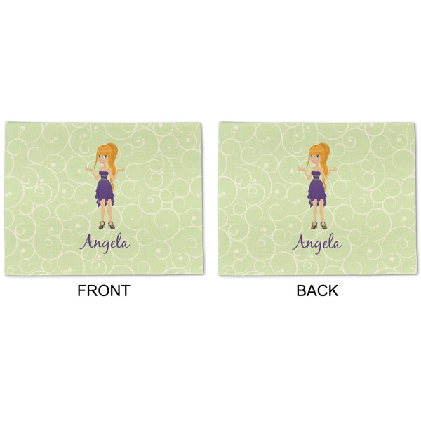 Custom Character (Woman) Linen Placemat - APPROVAL (double sided)