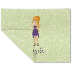 Custom Character (Woman) Double-Sided Linen Placemat - Single w/ Name or Text