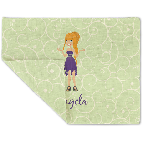 Custom Custom Character (Woman) Double-Sided Linen Placemat - Single w/ Name or Text