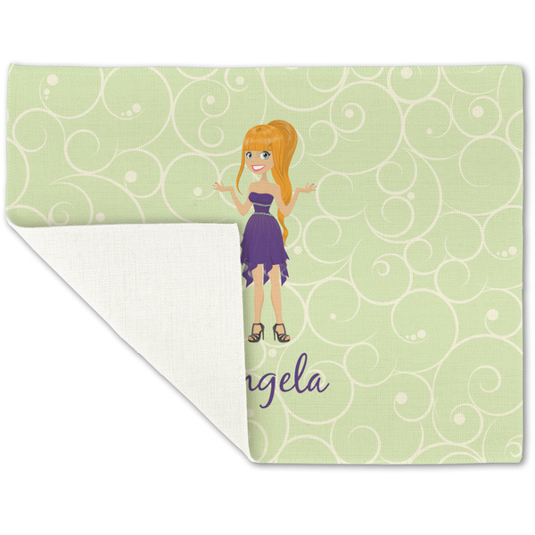 Custom Character (Woman) Linen Placemat - Folded Corner (single side)