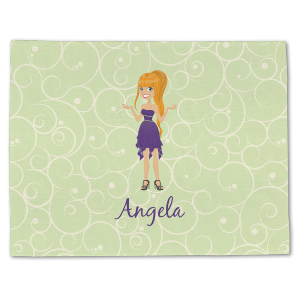 Custom Custom Character (Woman) Single-Sided Linen Placemat - Single w/ Name or Text