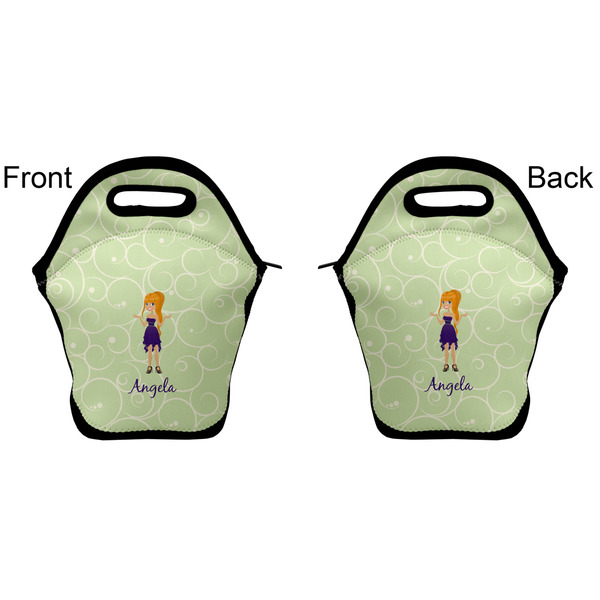Custom Character (Woman) Lunch Bag - Front and Back