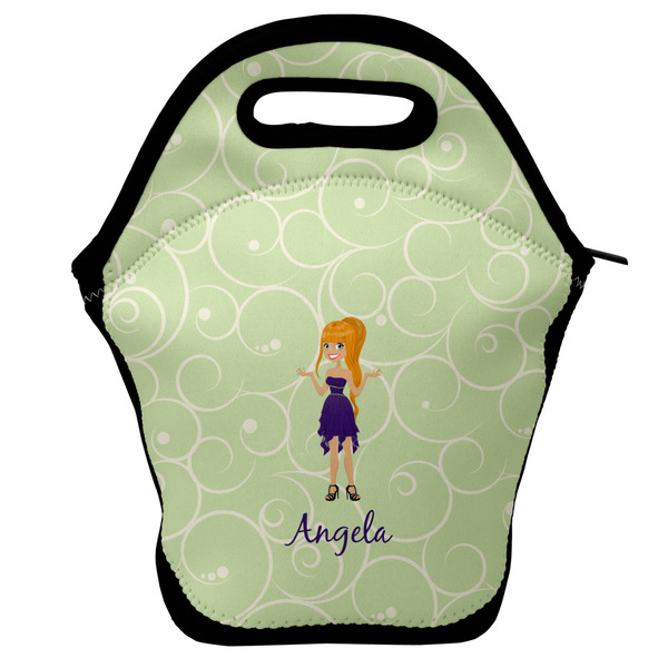 Custom Custom Character (Woman) Lunch Bag w/ Name or Text