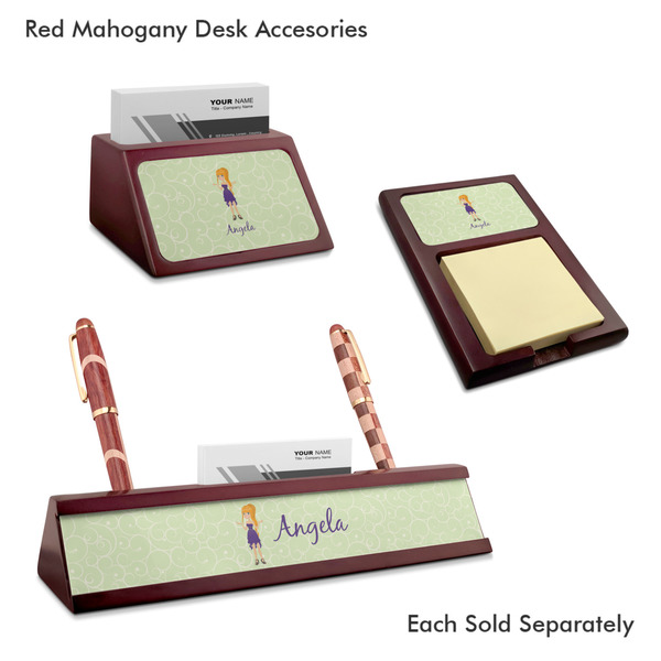 Custom Character (Woman) Mahogany Desk Accessories