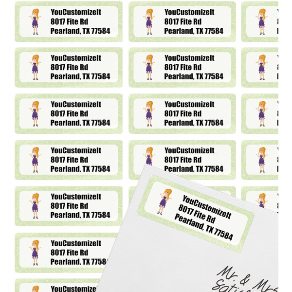 Custom Character (Woman) Mailing Label on Envelope - Multiple Labels