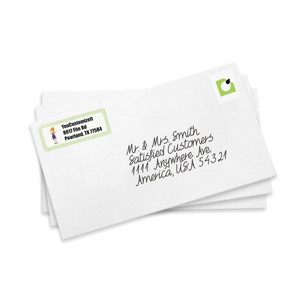 Custom Character (Woman) Mailing Label on Envelopes
