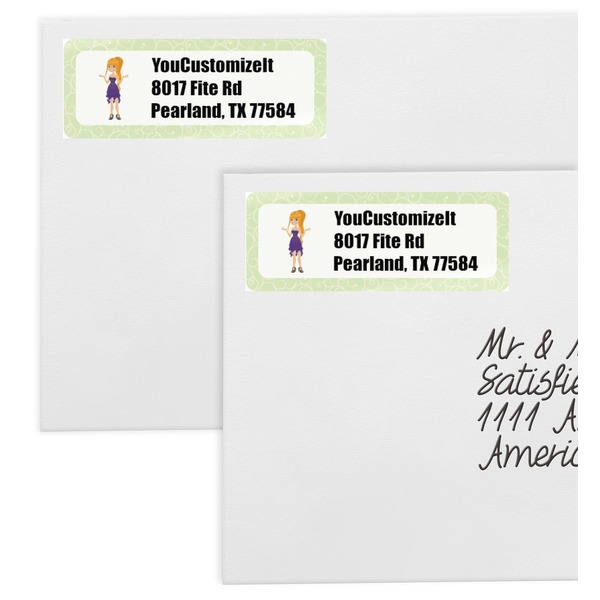 Custom Character (Woman) Mailing Labels - Double Stack Close Up
