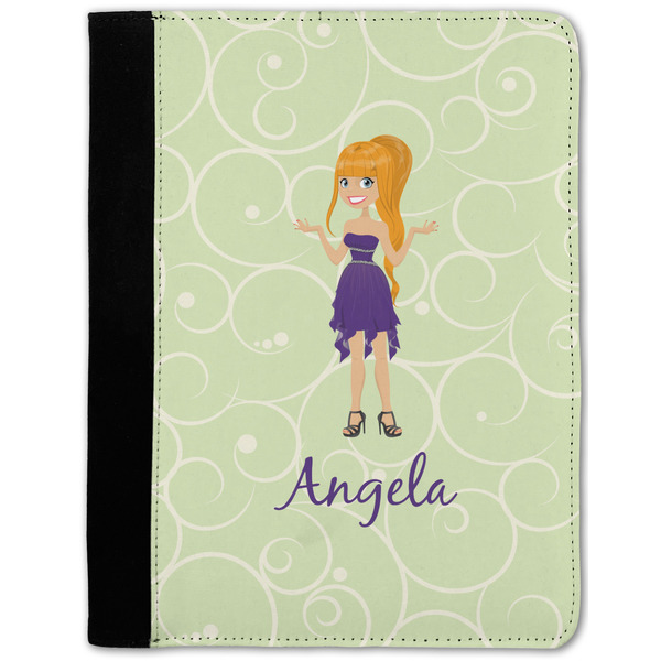 Custom Custom Character (Woman) Notebook Padfolio w/ Name or Text