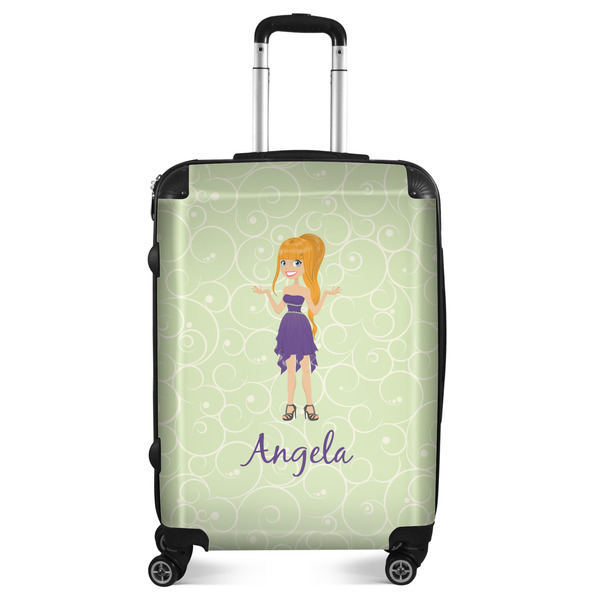 Custom Custom Character (Woman) Suitcase - 24" Medium - Checked (Personalized)