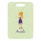 Custom Character (Woman) Metal Luggage Tag - Front Without Strap