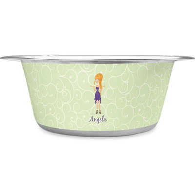 Custom Character (Woman) Stainless Steel Dog Bowl - Medium (Personalized)