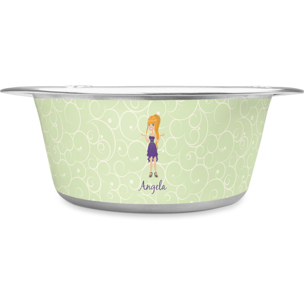 Custom Custom Character (Woman) Stainless Steel Dog Bowl (Personalized)