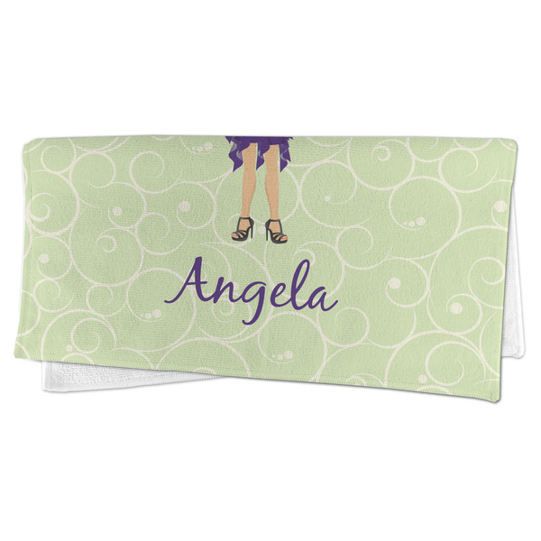 Custom Character (Woman) Microfiber Dish Rag - FOLDED (half)