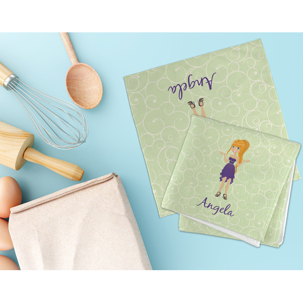 Custom Character (Woman) Microfiber Dish Rag - LIFESTYLE