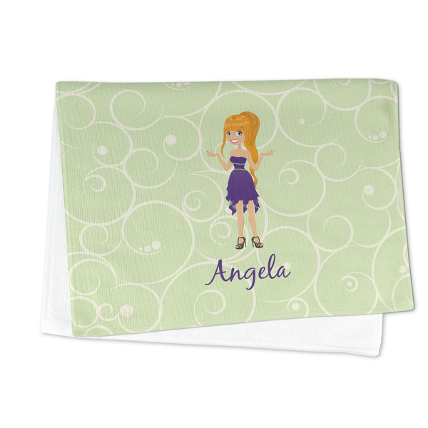 Custom Character (Woman) Microfiber Dish Towel - FOLDED HALF
