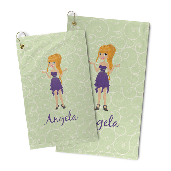 Custom Character (Woman) Microfiber Golf Towel - PARENT/MAIN