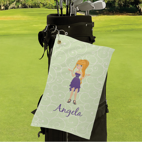 Custom Character (Woman) Microfiber Golf Towels - Small - LIFESTYLE