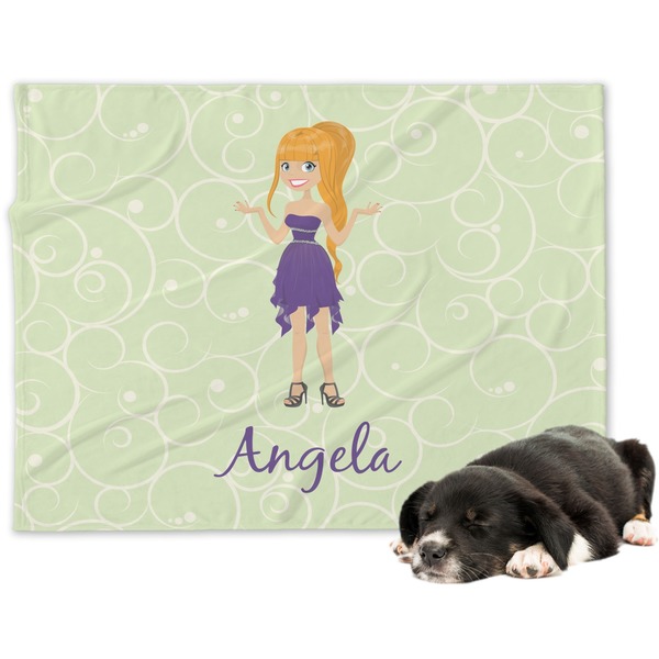 Custom Custom Character (Woman) Dog Blanket - Large (Personalized)