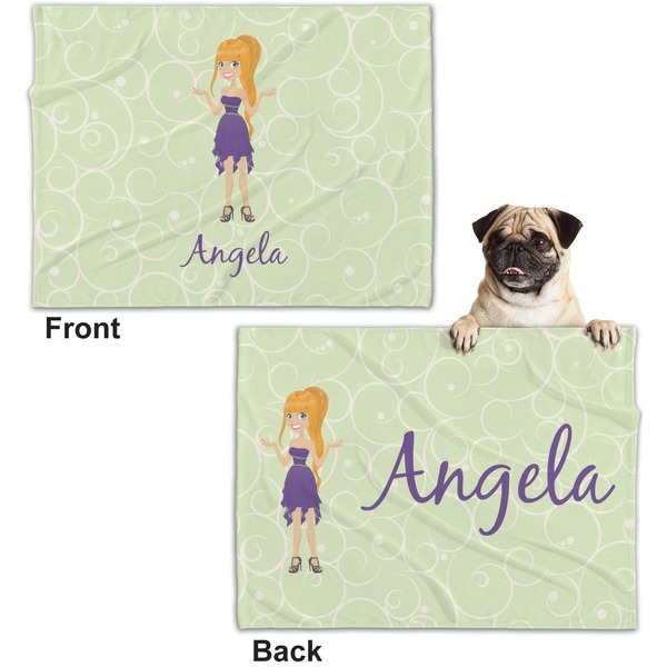 Custom Character (Woman) Microfleece Dog Blanket - Regular - Front & Back