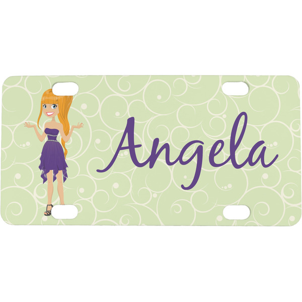 Custom Custom Character (Woman) Mini / Bicycle License Plate (4 Holes) (Personalized)