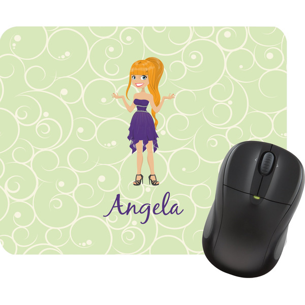 Custom Custom Character (Woman) Rectangular Mouse Pad (Personalized)