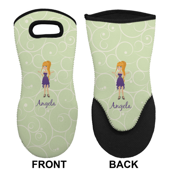 Custom Character (Woman) Neoprene Oven Mitt (Front & Back)