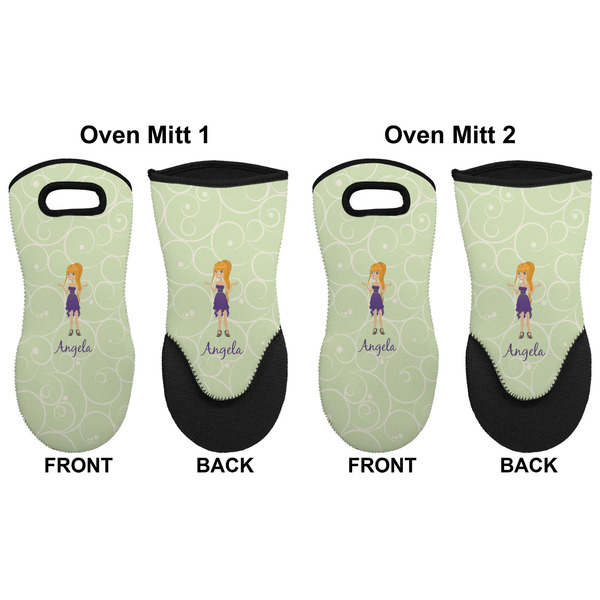 Custom Character (Woman) Neoprene Oven Mitt - Set of 2 - Approval